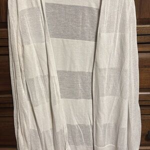 LOFT White and Gray Striped Blouse
